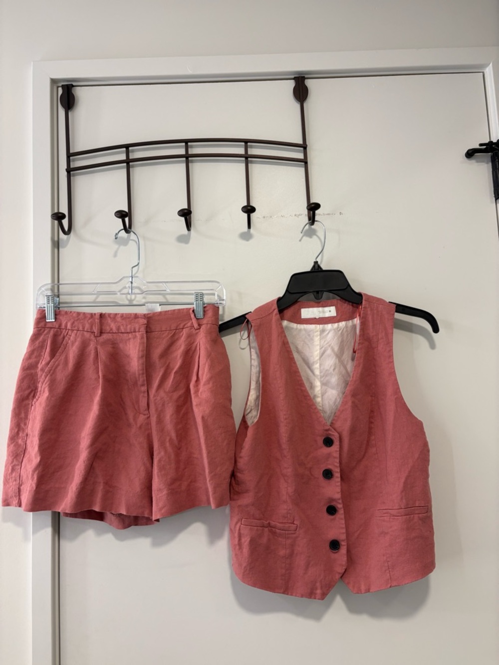 Zara Rose Linen-Blend Vest & Shorts Set
